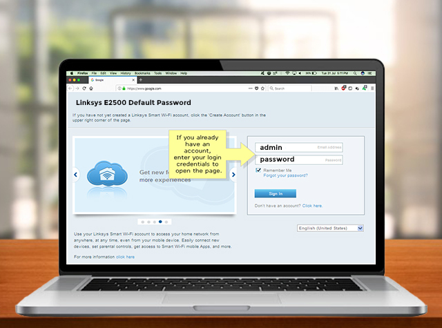 Linksys e2500 Default Password